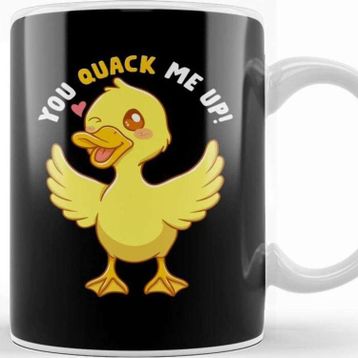 Baskı Dükkanı You Quack Me Up! Adorable Duckling Crack Me Up Pun Porselen Beyaz Kupa Bardak