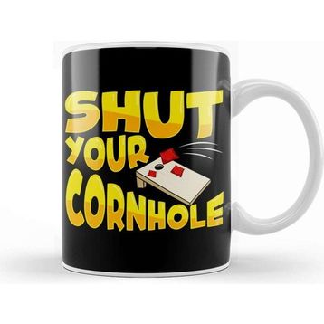 Baskı Dükkanı You Shuck At Cornhole Cute Funny Shut Your Cornhole Bean Bag Tossing Porselen Beyaz Kupa Bardak