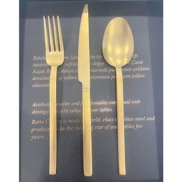 Batta Mahila 8100 Titanyum Mat Gold 84 Parça Çatal Kaşık Bıçak Takımı