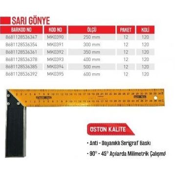 Bay-Tec MK0392 350 mm Sarı Gönye