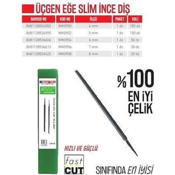 Bay-Tec MK0906 7 mm Üçgen Slim İnce Diş Eğe