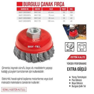 Bay-Tec MK1160 85 mm Burgulu Çanak Fırça