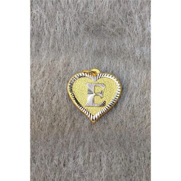 Bayar Gold 14 Ayar Altın E Harf Nostaljik Kalp Kolye Ucu
