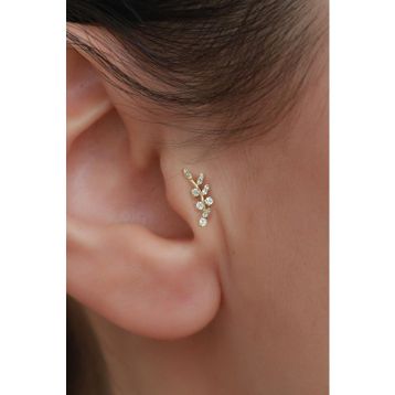 Bayar Gold 14 Ayar Altın Taşlı Dal Tragus