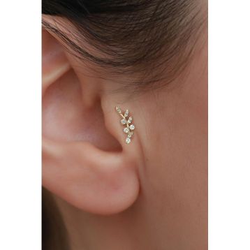 Bayar Gold 14 Ayar Altın Taşlı Dal Tragus
