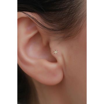 Bayar Gold 14 Ayar Altın Taşlı Yıldız Tragus