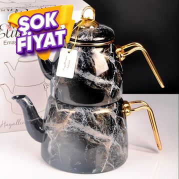 Bayev Siyah Desenli Elite Class Emaye Çaydanlık