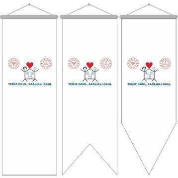 Bayrak Online 75x300 cm Temiz Okul Sağlıklı Okul Kırlangıç Bayrağı