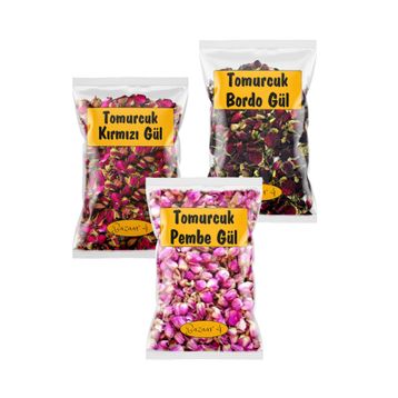 Bazaar 4 3x50 gr Kırmızı Pembe Bordo Tomurcuk Gül Kurusu Çayı