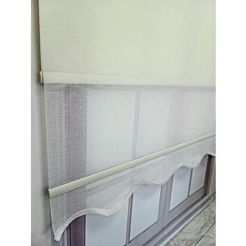 BBB TSK3002 110x260 Ekru Keten Kumaş Çift Mekanizmalı Tül Stor Perde