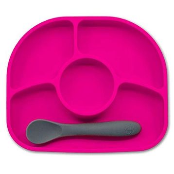 Bblüv Yümi Pembe Silikon Mama Tabağı ve Kaşık Set