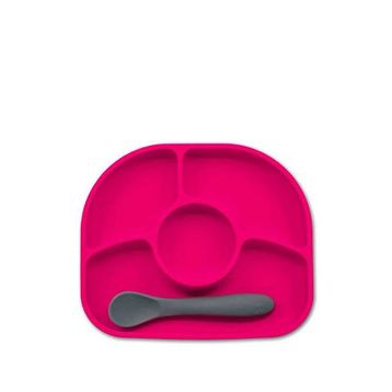 Bblüv Yümi Pembe Silikon Mama Tabağı ve Kaşık Set