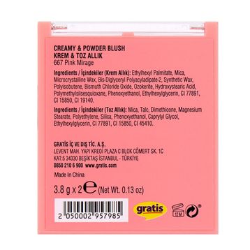 Beaulis Vibe It 667 Pink Mirage Krem Toz Allık