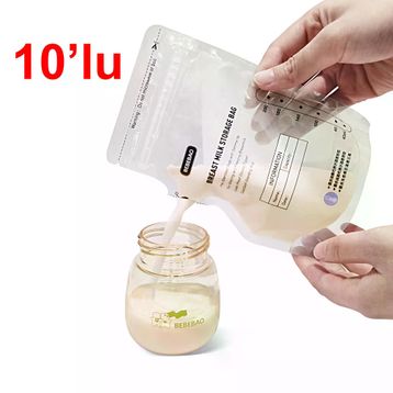 Bebebao 200 ml 10 Adet Anne Sütü Saklama Poşeti