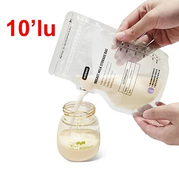 Bebebao 200 ml 10 Adet Anne Sütü Saklama Poşeti