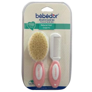 Bebedor 573 Pembe Doğal Saç Fırçası ve Tarak Seti