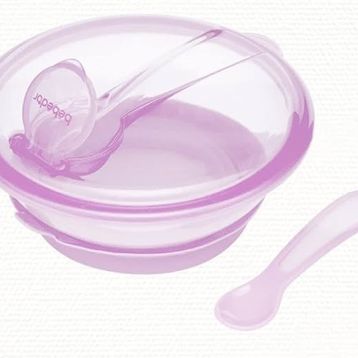 Bebedor 8557 Pembe Vakumlu Tabak ve Kaşık Seti