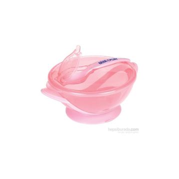 Bebedor Pembe Vakumlu Tabak ve Kaşık Seti