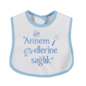 Bebegen Annem Ellerine Sağlık Yazılı Mavi Önlük