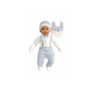 Bebegen Ayıcık Askılı Papyonlu Mavi 5'li Erkek Bebek Hastane Çıkış Seti