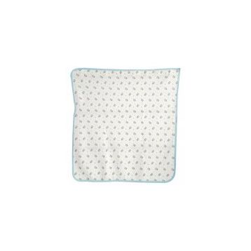 Bebegen Ayıcık Desenli Penye Tek Kat Krem Açık Mavi 80x80 cm Bebek Battaniye