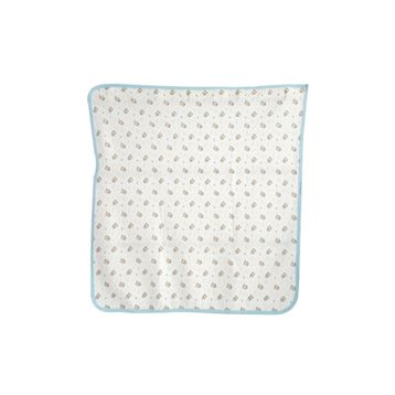 Bebegen Ayıcık Desenli Penye Tek Kat Krem Açık Mavi 80x80 cm Bebek Battaniye