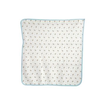 Bebegen Ayıcık Desenli Penye Tek Kat Krem Açık Mavi 80x80 cm Bebek Battaniye