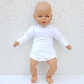 Bebegen Beyaz Sade Uzun Kollu Alttan Çıt Çıtlı Badi Bebek Zıbını