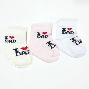 Bebegen ı Love Dad Pembe Krem Beyaz 3'lü Bebek Çorap