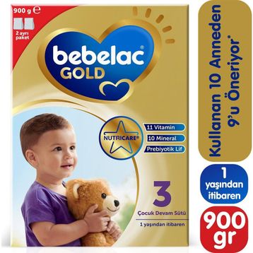 Bebelac Gold 3 1+ 900 gr Bebek Devam Sütü