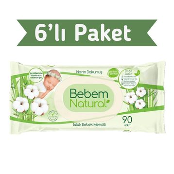 Bebem Natural 90'lı Islak Havlu Mendil (6 adet)