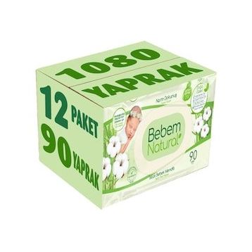 Bebem Natural Narin Dokunuş 12x90 Adet Plastik Kapaklı Islak Bebek Mendili