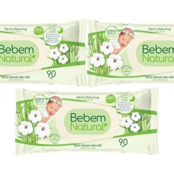 Bebem Natural Narin Dokunuş 3x90 Adet Plastik Kapaklı Islak Bebek Mendili