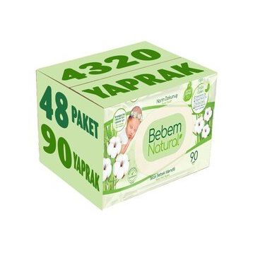 Bebem Natural Narin Dokunuş 48x90 Adet Plastik Kapaklı Islak Bebek Mendili