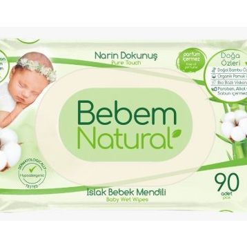 Bebem Natural Narin Dokunuş 90 Yaprak Plastik Kapaklı Islak Bebek Mendili