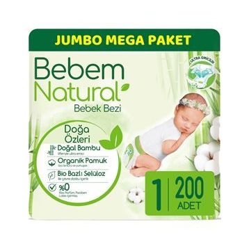 Bebem Natural No:1 Yenidoğan 200 Adet Bebek Bezi