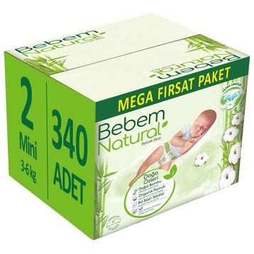 Bebem Natural No:2 Mini 340 Adet Bebek Bezi