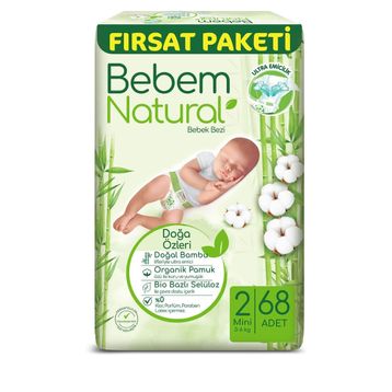 Bebem Natural No:2 Mini 68 Adet Bebek Bezi