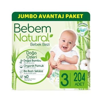 Bebem Natural No:3 Midi 204 Adet Bebek Bezi