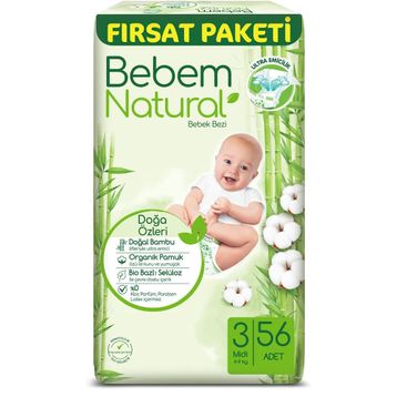 Bebem Natural No:3 Midi 56 Adet Bebek Bezi