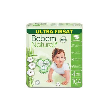 Bebem Natural No:4 Maxi 104 Adet Bebek Bezi