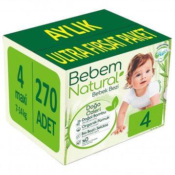 Bebem Natural No:4 Maxi 270 Adet Bebek Bezi
