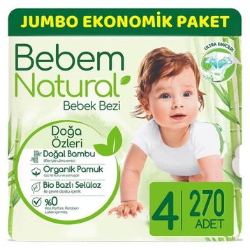 Bebem Natural No:4 Maxi 270 Adet Bebek Bezi