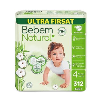 Bebem Natural No:4 Maxi 312 Adet Bebek Bezi