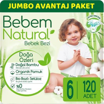 Bebem Natural No:6 XLarge 120 Adet Bebek Bezi