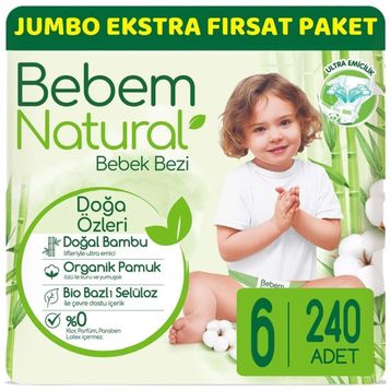 Bebem Natural No:6 XLarge 240 Adet Bebek Bezi