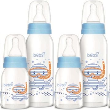 Bebsi Mavi 250 ml + 125 ml 4'lü Cam Biberon Seti