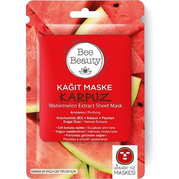 Bee Beauty Karpuz Desenli Kağıt Yüz Maskesi