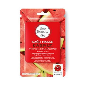 Bee Beauty Karpuz Desenli Kağıt Yüz Maskesi