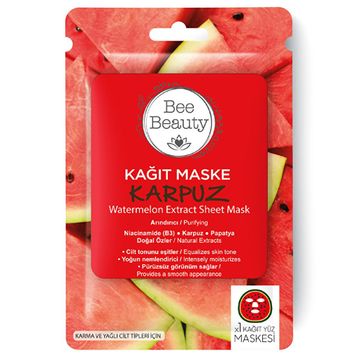 Bee Beauty Karpuz Desenli Kağıt Yüz Maskesi